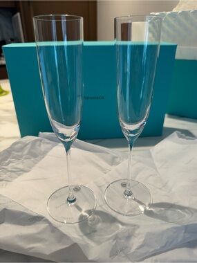 Tiffany & Co. Crystal Champagne Flute Pair